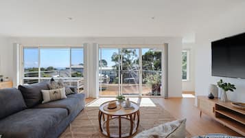 TV connectée, table de tennis de table, livres, chaßne hi-fi