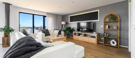 TV, caminetto, lettore DVD, tavolo da ping pong