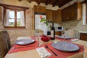 Traditional Villa | Private kitchen | Full-size fridge, oven, stovetop, coffee/tea maker - Artemis Stone Villa (Zakynthos)