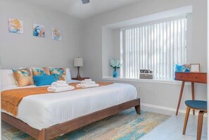 4 bedrooms, memory-foam beds, iron/ironing board, free WiFi