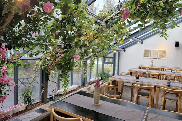 Breakfast, lunch served; local and international cuisine, garden views