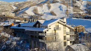 A snow-covered mountain with a ski resort in the background. - ST309 | Across the Street from Slopes | Hot Tub | Great location | Free City Bus (Steamboat Springs)