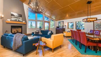 Smart TV, fireplace, video games, books