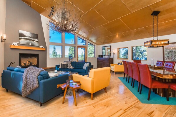 Smart TV, fireplace, video games, books