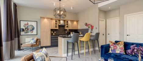 アパートメント 1 ベッドルーム キッチン シティビュー | リビング エリア | テレビ