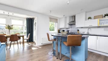 Apartment, 2 Bedrooms | Private kitchen | Fridge, microwave, oven, stovetop