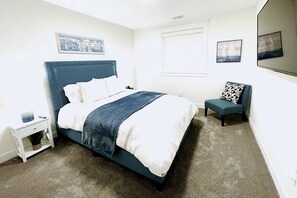 4 bedrooms, desk, iron/ironing board, travel cot