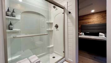 Combined shower/tub, hair dryer
