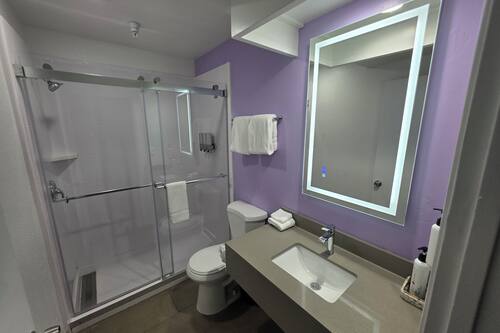 City Single Queen Room | Bagno | Doccia, set di cortesia firmato, asciugacapelli, asciugamani