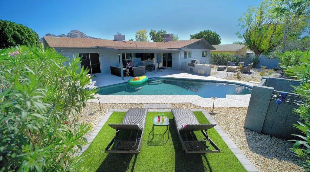 Get your tan on, while overlooking the diving pool and porch with a HD 4k TV!