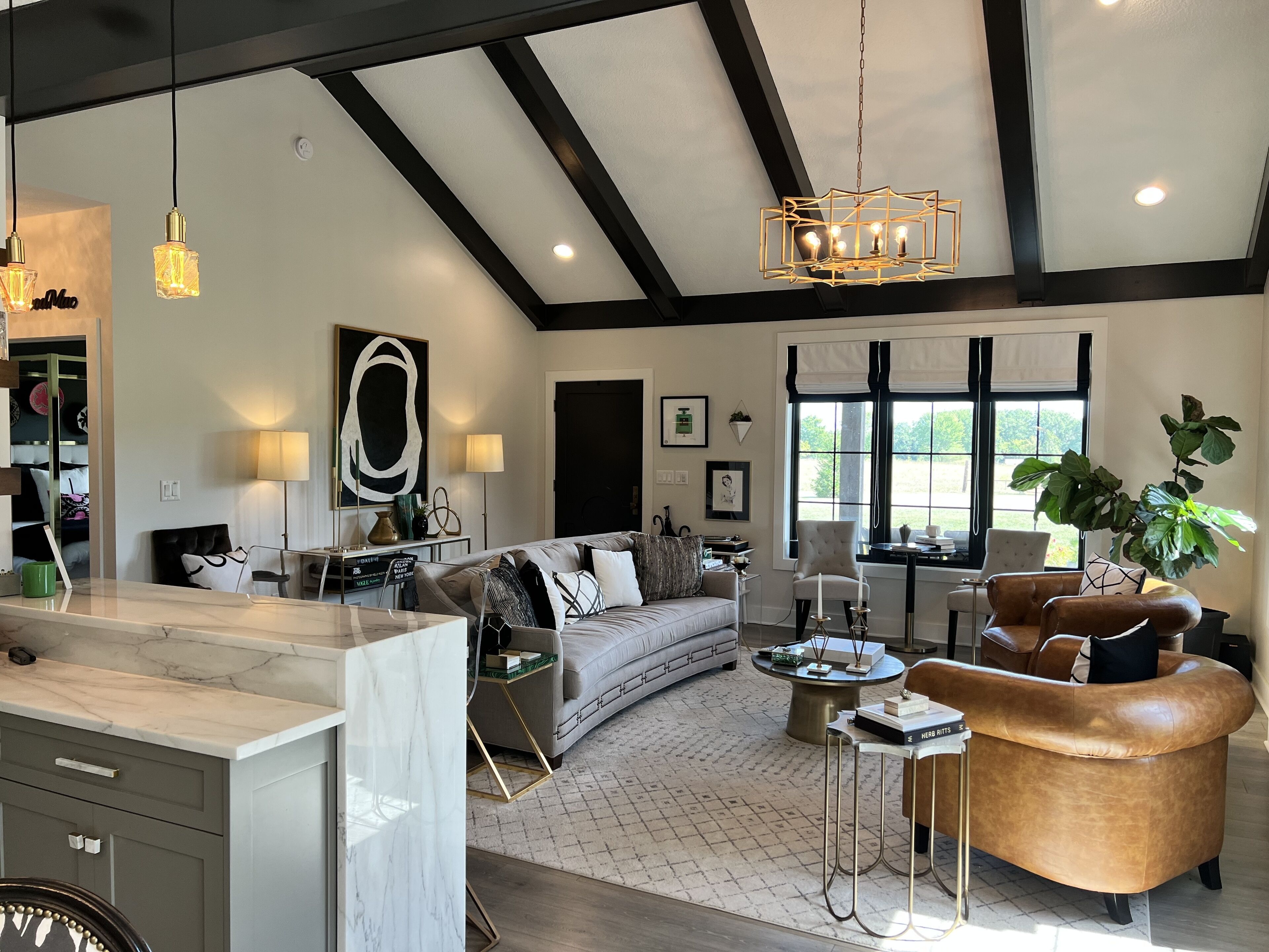 Smart TV, fireplace, music library