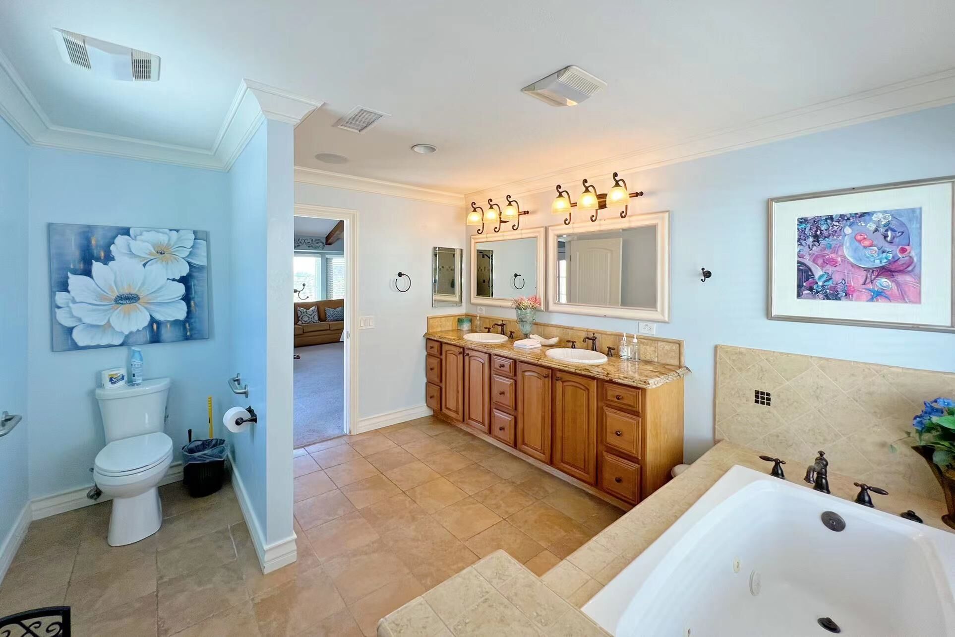 Bathtub, hair dryer, towels, soap