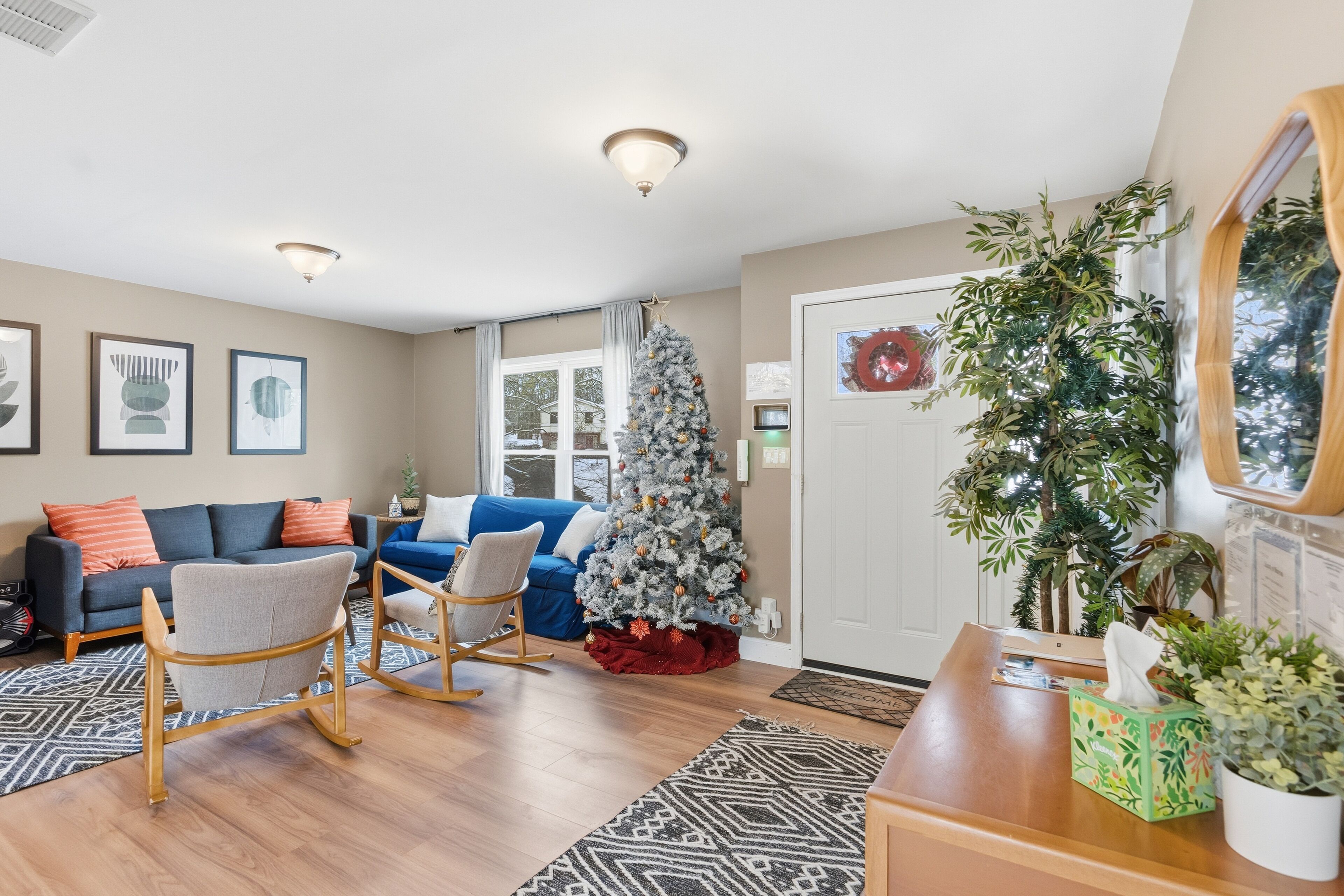 Smart TV, fireplace, video games, foosball