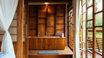 Free toiletries, hair dryer, bathrobes, towels