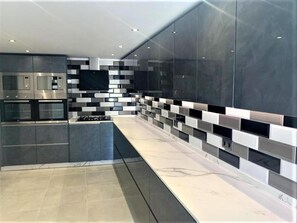 Fridge, microwave, oven, dishwasher