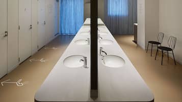 Shower, free toiletries, hair dryer, slippers