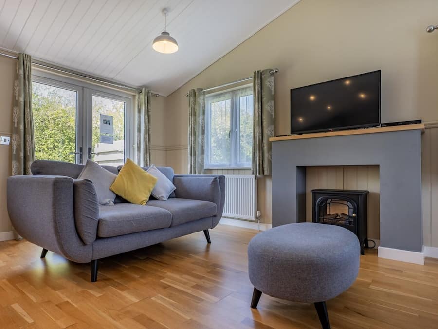 Luxury Cabin | Living area | 40-inch LCD TV with cable channels, TV