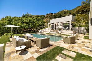 Outdoor pool, a heated pool - 270-degree Ocean Views, 47’ heated pool, stunning contemporary coastal retreat. (Montecito)