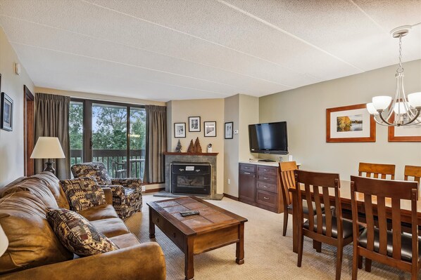 TV, fireplace, DVD player