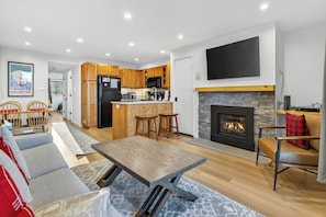 TV, fireplace, DVD player
