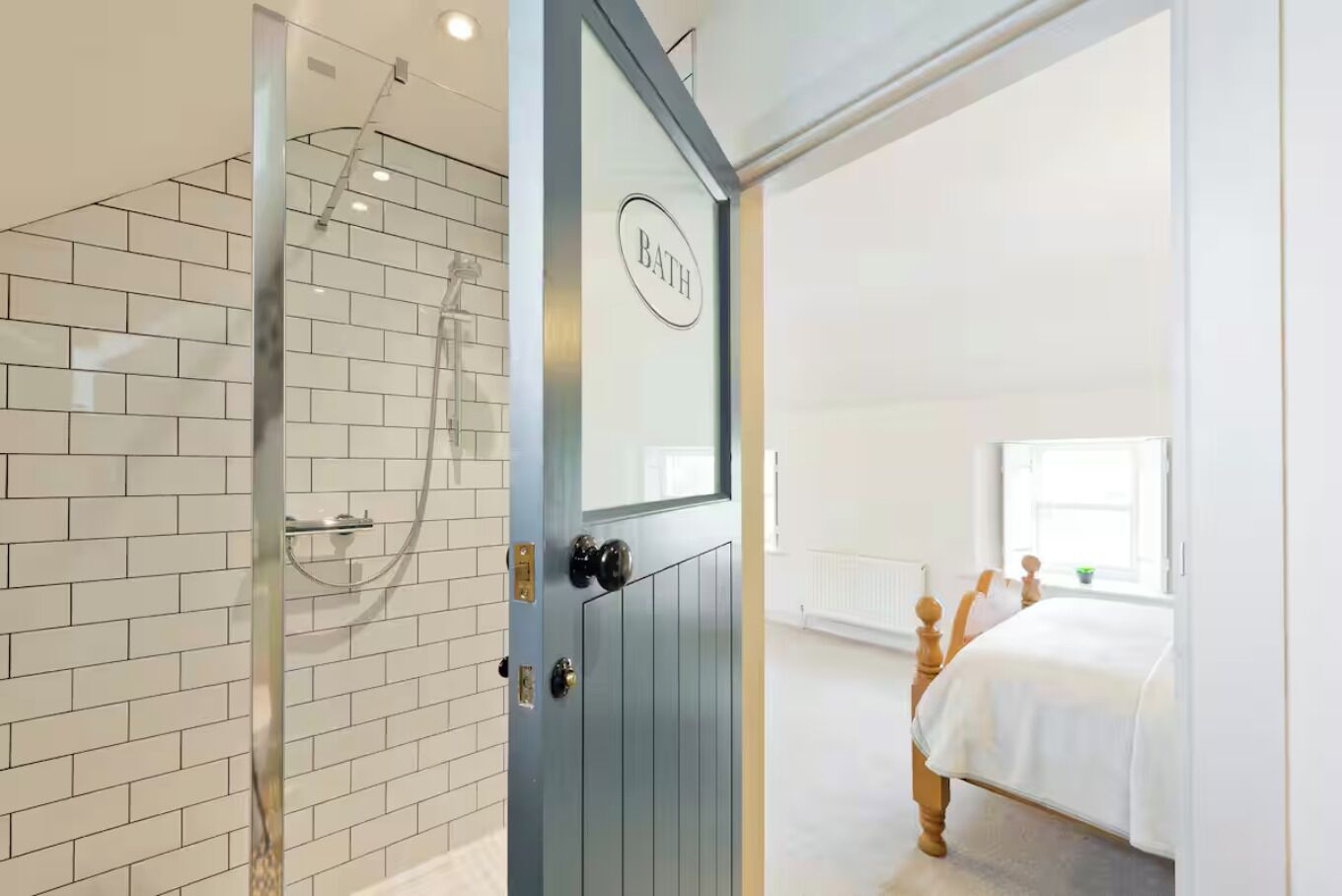 Shower, eco-friendly toiletries, hair dryer, towels