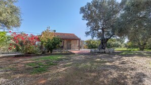 A building with a tiled roof, surrounded by trees and a gravel path. - Stone house among trees with private garden, terrace & Wi-Fi (?ea? ??d???a?)