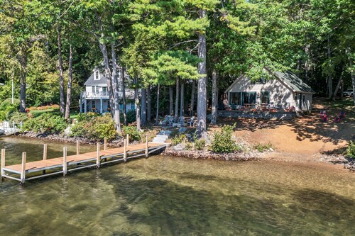 Winnipesaukee Waterfront Chalet with Sandy Beach Private Dock and Fire Pit