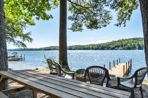 Winnipesaukee Waterfront Chalet with Sandy Beach Private Dock and Fire Pit