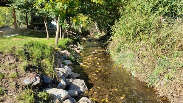 A natural stream with rocks and vegetation on the banks. - Cabin Arroyo de Uco - Between mountains, streams and wineries (Manzano Historico)