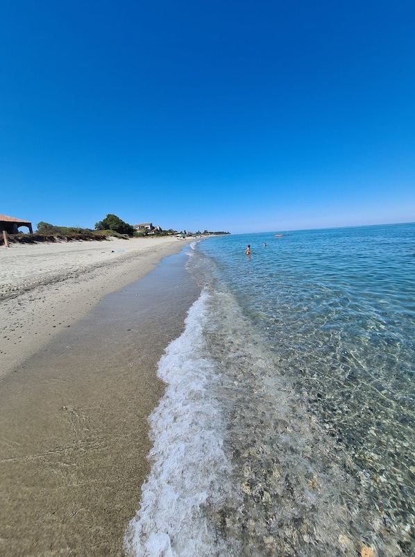 Rannalla, aurinkotuoleja