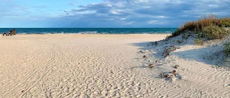 Beach nearby, sun loungers, beach towels