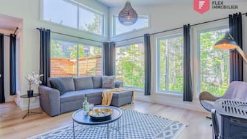Smart TV, fireplace, stereo