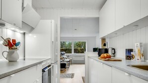 Coffee/tea maker, fridge, stovetop, cookware/dishes/utensils - 3 bedroom cozy home in Nykøbing Sj (Nykøbing Sj)
