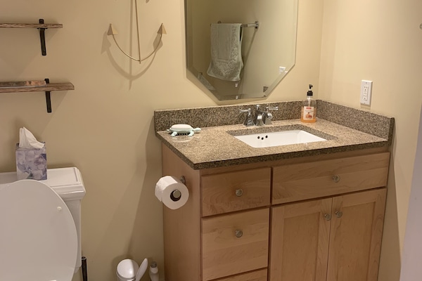 Master bathroom has 2nd sink outside bathroom.