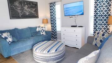 Flat-screen TV, books