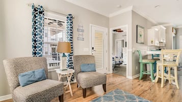 Flat-screen TV, books