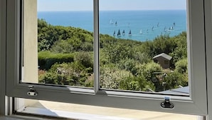 A window with a view of the sea and sailboats. - St Catherine's Lookout,  Niton, Isle of Wight (Niton)