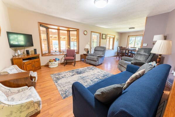 TV, DVD player, books