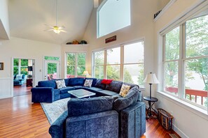 TV, video games, DVD player, foosball