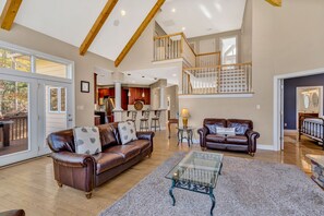 TV, fireplace, DVD player, foosball