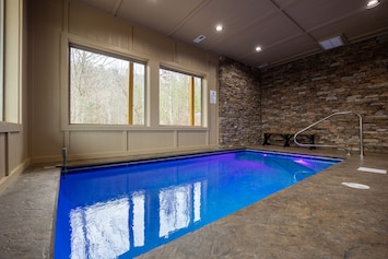 indoor heated pool ,secured w/ self closing combo lock door & safety latch