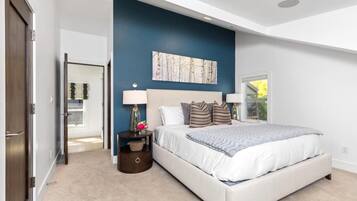 4 bedrooms, laptop workspace, iron/ironing board, bed sheets