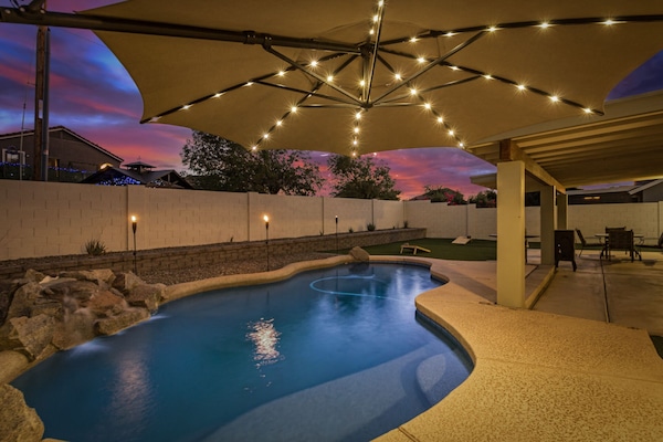 Piscina externa, piscina aquecida