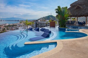 An infinity pool, a rooftop pool