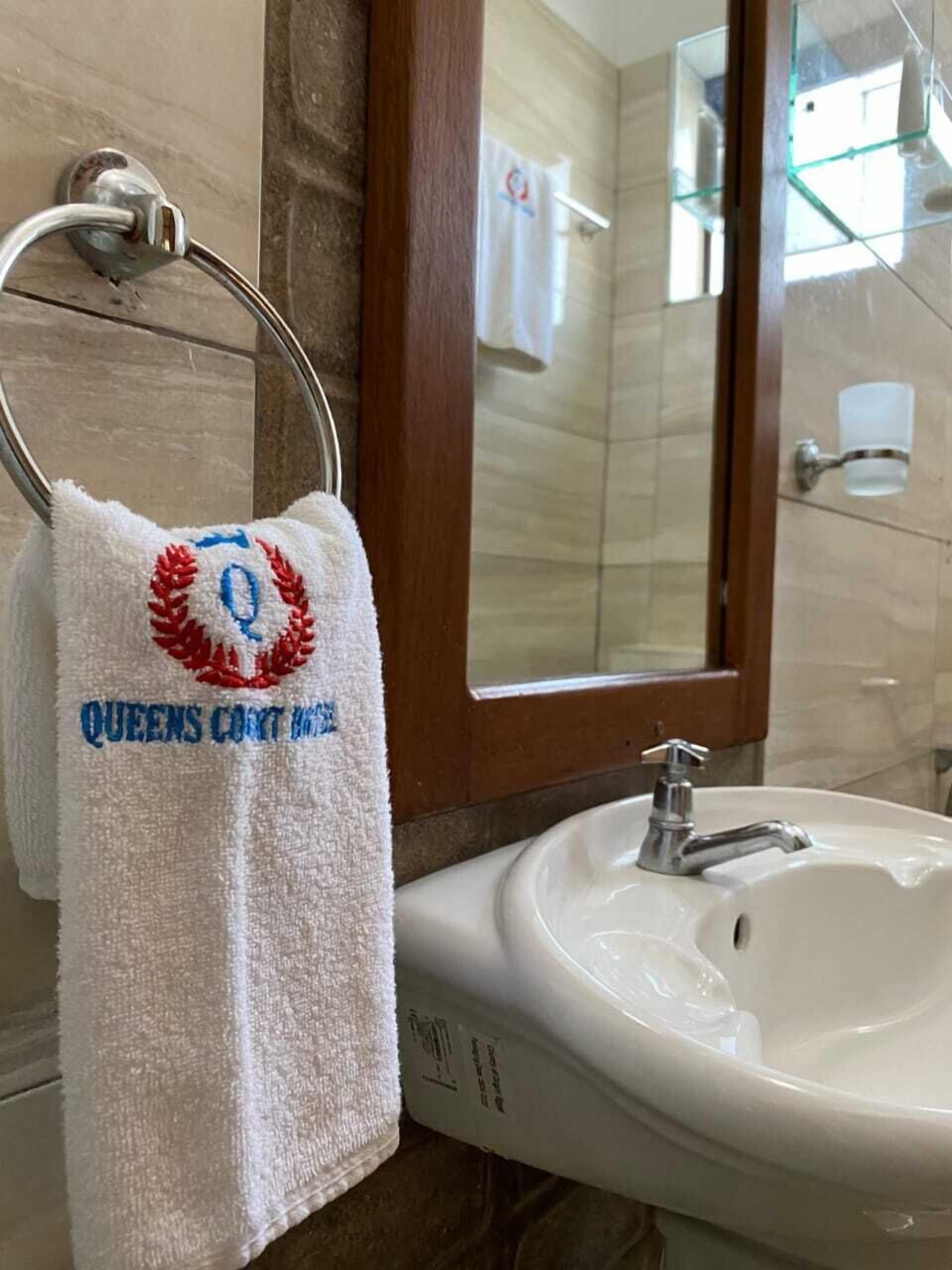 Shower, rainfall showerhead, designer toiletries, bathrobes