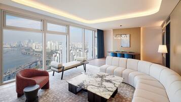 Suite, 1 King Bed, Terrace, River View (Bamseom) | Living area | 55-inch Smart TV with cable channels, TV