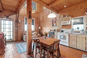 Cabin, 2 Bedrooms | Private kitchen | Fridge, oven, coffee/tea maker, toaster - Mighty Oak Log Cabin 2 Bedroom Cabin by RedAwning (Fredericksburg)