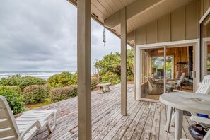 Outdoor dining - 2 Ocean-View Homes, Beach Access, Private Neighborhood,Views From Ample Windows! (Seal Rock)