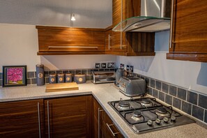 Fridge, dishwasher, electric kettle, toaster