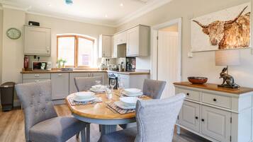 Fridge, dishwasher, electric kettle, cookware/dishes/utensils